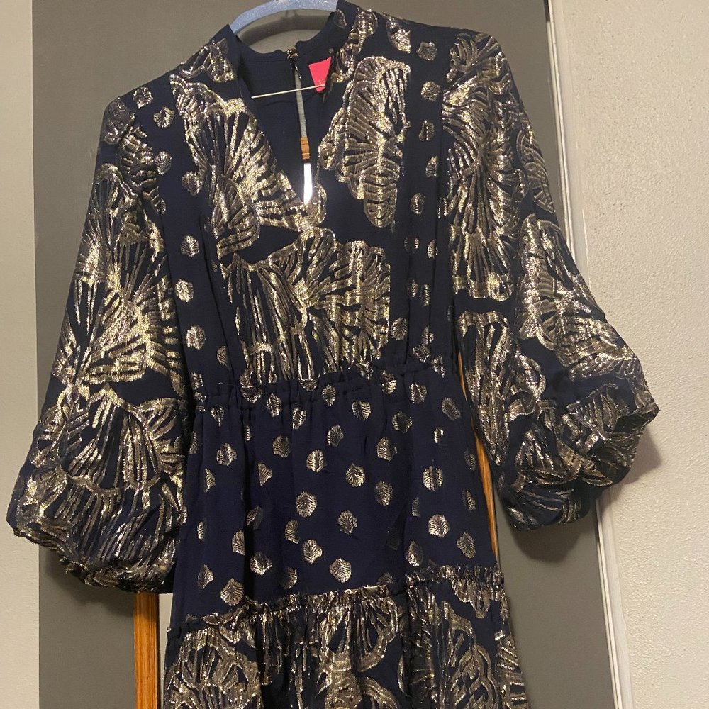 Lilly Pulitzer navy & gold special occasion dress